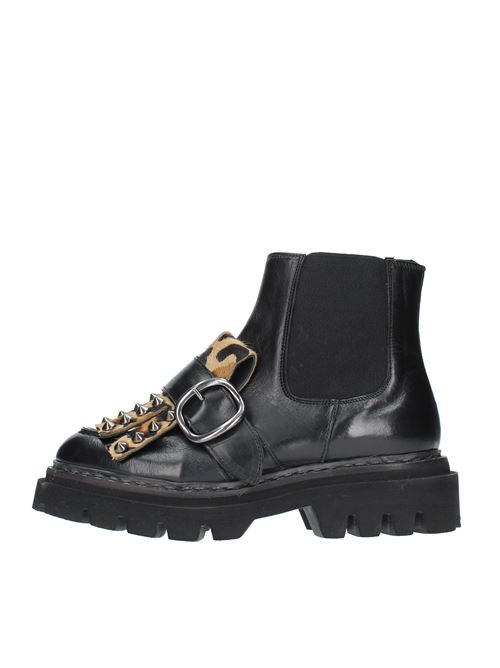 Beatles ankle boots model 36494/4 in leather and fabric JP/DAVID | 36494/4 BORCHIENERO-LEOPARDO